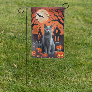 Chartreux Cat Halloween Flag - Spooky Garden Decor
