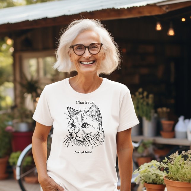 Chartreux Cat Portrait T-Shirt (Creator Uploaded)