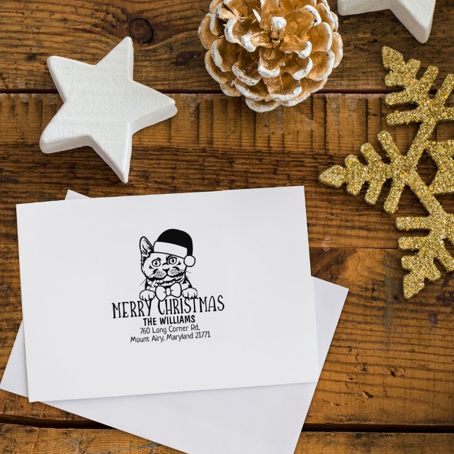 Chartreux Cat Return Address Christmas  Rubber Stamp (Creator Uploaded)