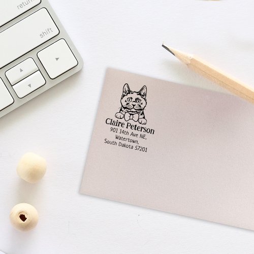 Chartreux Cat Return Address Pet  Rubber Stamp