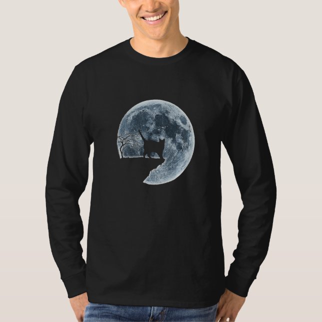 Chartreux Halloween Costume Moon Silhouette T-Shirt (Front)