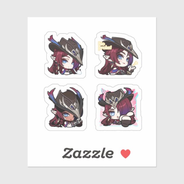 Chasca Genshin Impact 4 Pack Sticker Sheet (Sheet)
