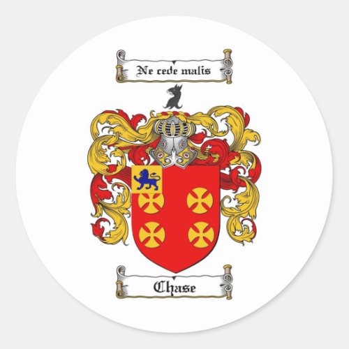 CHASE FAMILY CREST _  CHASE COAT OF ARMS CLASSIC ROUND STICKER