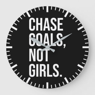 Chase Goals Not Girls - Gym, Hustle, Success Large Clock