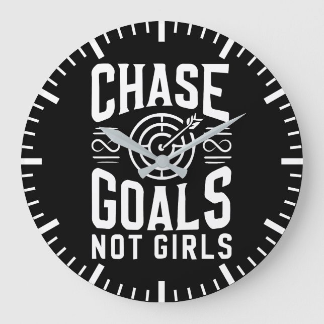 Chase Goals Not Girls - Gym, Hustle, Success Large Clock (Front)