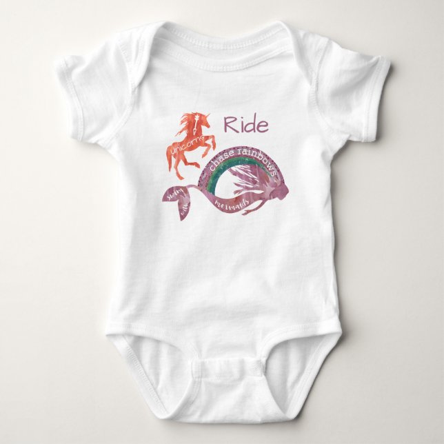Chase Raindows Swim with Mermaids, Ride Unicorns Baby Bodysuit (Front)