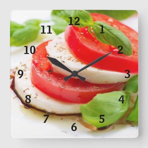 Chase Salad Tomato and Mozzarella slices Square Wall Clock