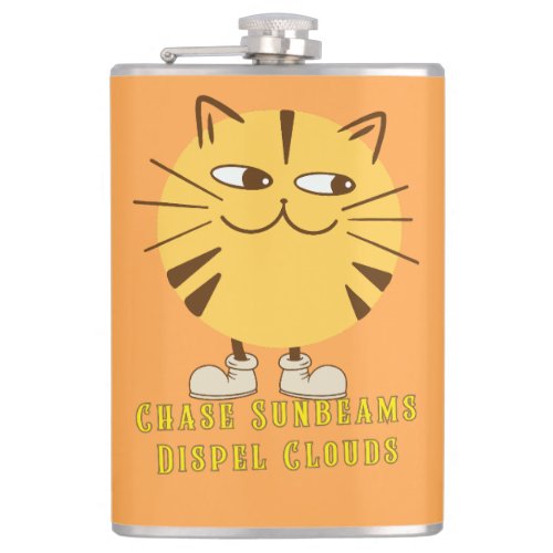 Chase Sunbeams Dispel Clouds Cat Flask