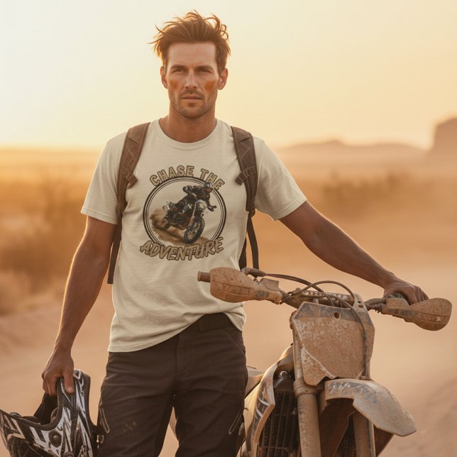 Chase The Adventure | Retro Dual-Sport Motorcycle T-Shirt (Creator Uploaded)