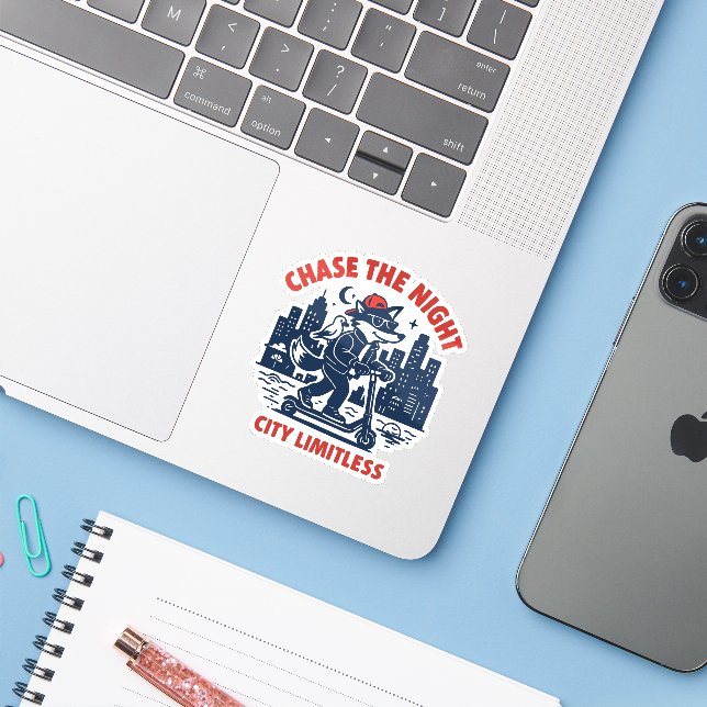 Chase the Night Sticker (Laptop w/ iPhone)