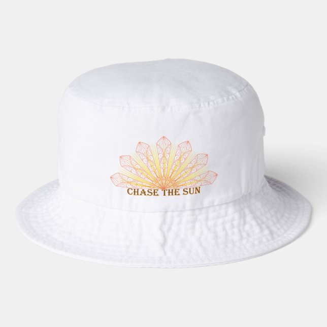 Chase The Sun Mandala Rays Art Bucket Hat (Front)