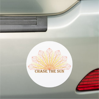 Chase The Sun Mandala Rays Art Car Magnet