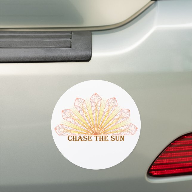 Chase The Sun Mandala Rays Art Car Magnet (In Situ)