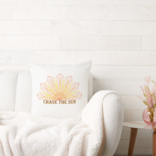 Chase The Sun Mandala Rays Art Throw Pillow
