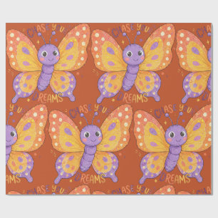 Chase Your Dreams Cute Butterfly Illustration Wrapping Paper