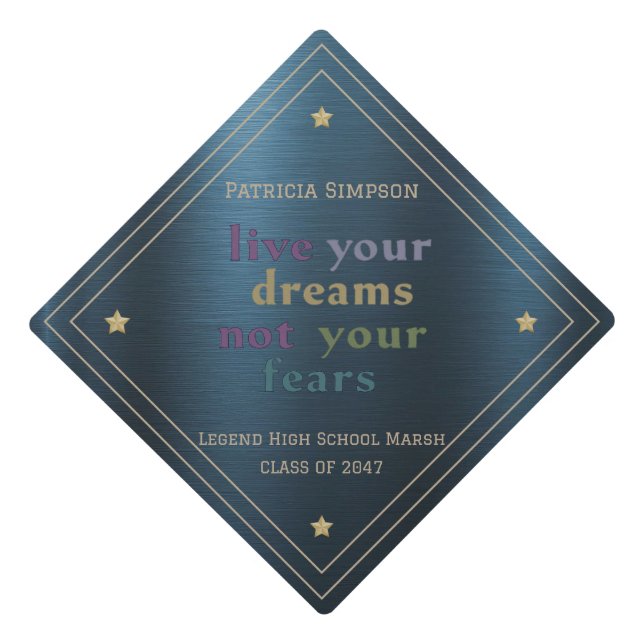 Chase Your Dreams Fearlessly - Be Blessed!  Graduation Cap Topper (Front)