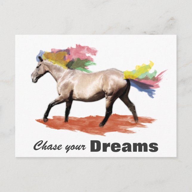 Chase your dreams Horse Rainbow Mane Postcard (Front)