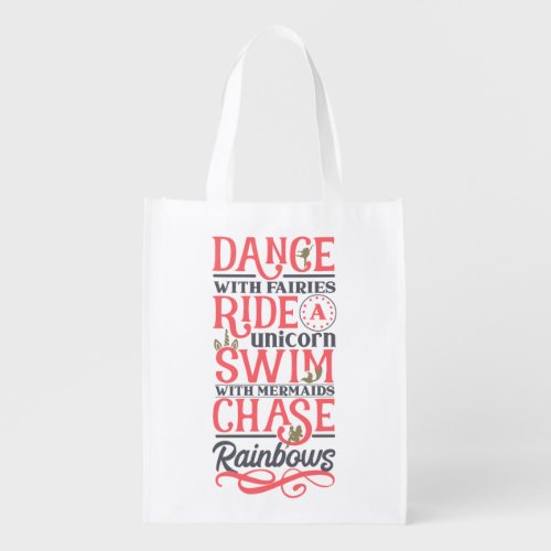 Chase Your Dreams Typography Modern Graphic Gift  Grocery Bag