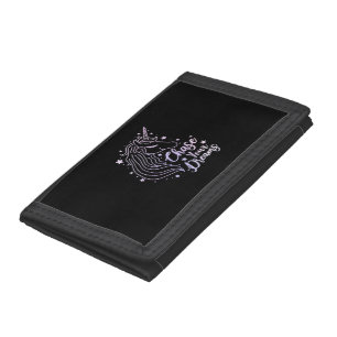 Chase Your Dreams Unicorn Shirt Girls Pink Purple Tri-fold Wallet
