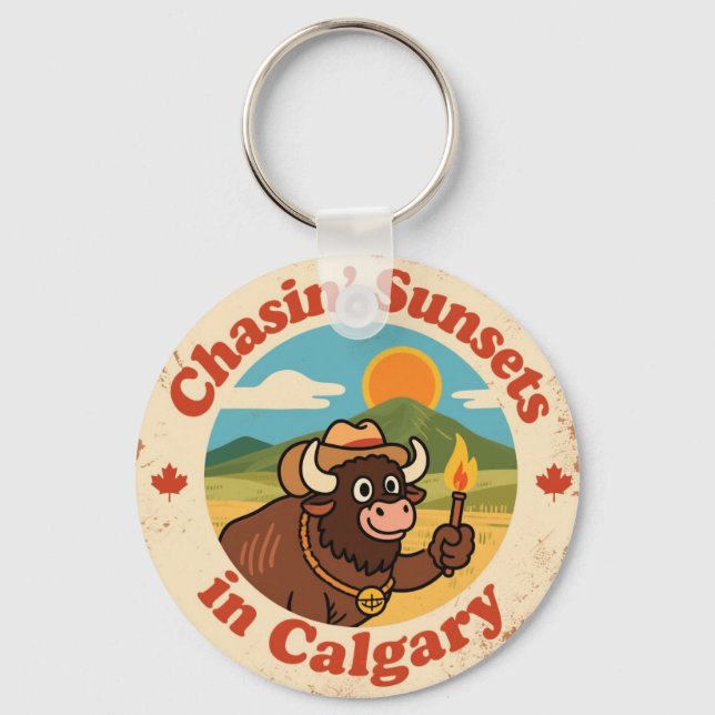 Chasin’ Sunsets_ Calgary Prairie-Inspired Keychain (Front)