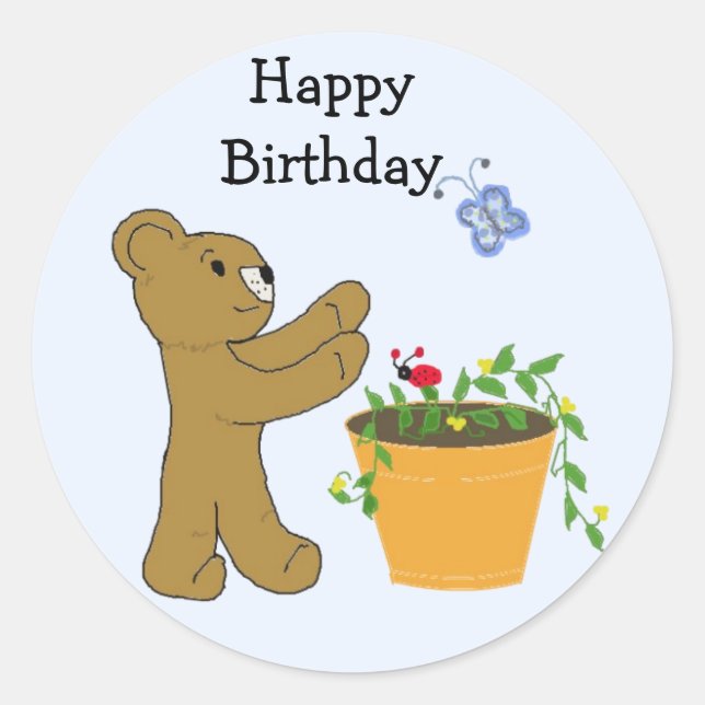 Chasing A Butterfly - Happy Birthday Classic Round Sticker (Front)