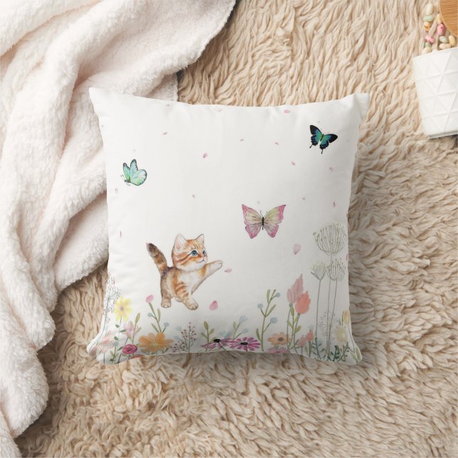 Chasing Butterflies Throw Pillow (Blanket)