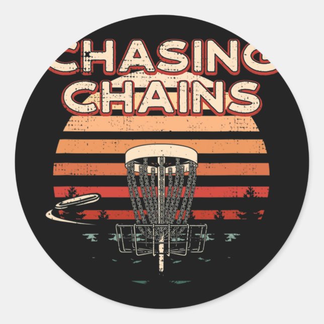 Chasing Chains Disc Golf Hobby Disc Golfer Pastime Classic Round Sticker (Front)