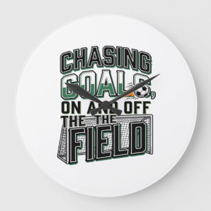 Chasing Goals Soccer Vintage Field Shirt Design_1 Large Clock