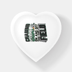 Chasing Goals Soccer Vintage Field Shirt Design_1 Paperweight