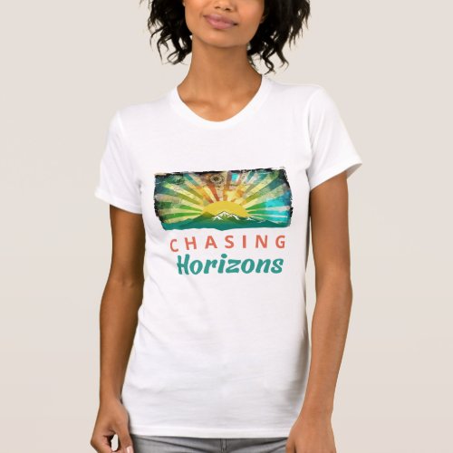 Chasing Horizons Retro Vintage Sunset with Sun Ray T_Shirt