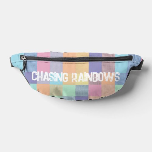 Chasing Rainbows Pastel Colors Buffalo Check Plaid Fanny Pack