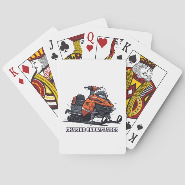 Chasing Snowflakes Snowmobile Adventure Poker Cards (Back)