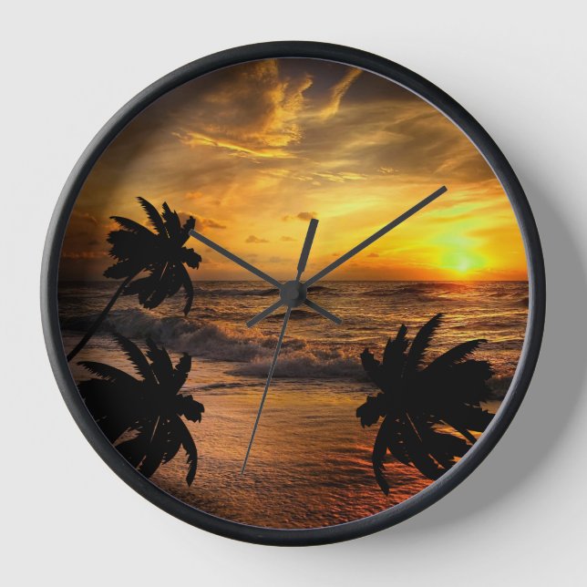 CHASING SUNSETS OCEAN SCENERY NATURE  CLOCK (Front)