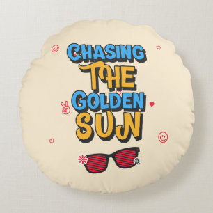 Chasing the Golden Sun Round Pillow
