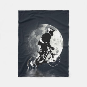 Chasing the Moon - Mountain Biker Fleece Blanket