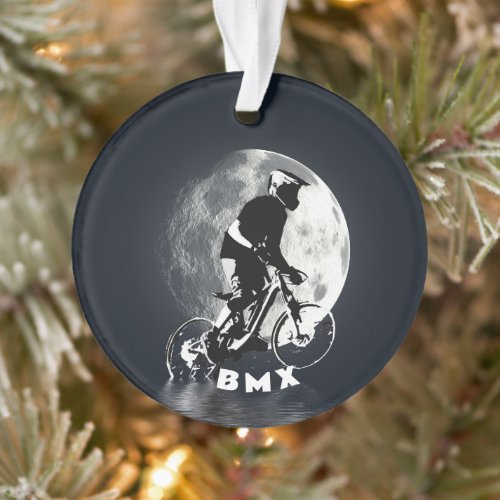Chasing the Moon _ Mountain Biker Ornament