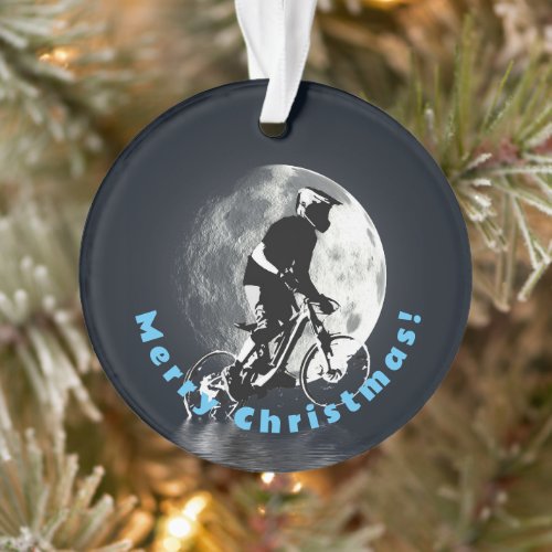 Chasing the Moon _ Mountain Biker Ornament