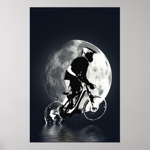 Chasing the Moon - Mountain Biker Poster