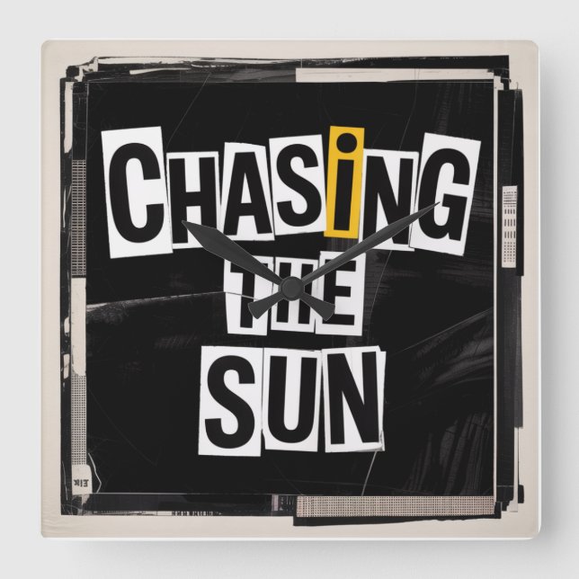 Chasing The Sun Square Wall Clock (Front)