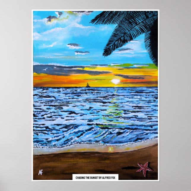 Chasing the Sunset Painting by Alfred Fox Poster (Front)