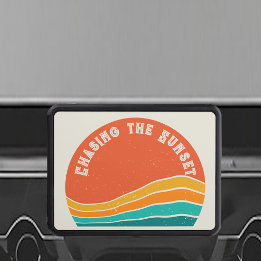 Chasing the Sunset Retro Road Trip Travel Quote Hitch Cover