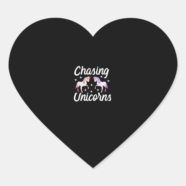 Chasing Unicorns Magical Long Sleeve T-Shirt Heart Sticker (Front)