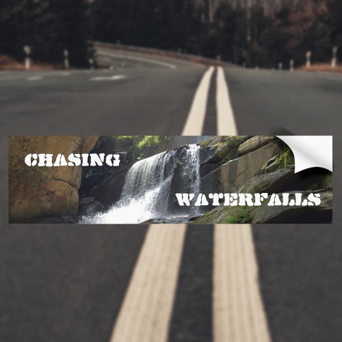Chasing Waterfalls Mountains Photographic Bumper Sticker