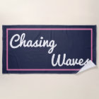 Chasing Waves Navy and Pink Beach Towel