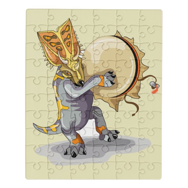 Chasmosaurus Dancing A Shaman Ritual Jigsaw Puzzle (Puzzle Vertical)