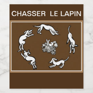 Chasser le lapin Hunting rabbits Wine Label