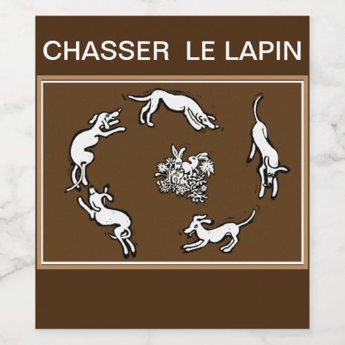 Chasser le lapin Hunting rabbits Wine Label