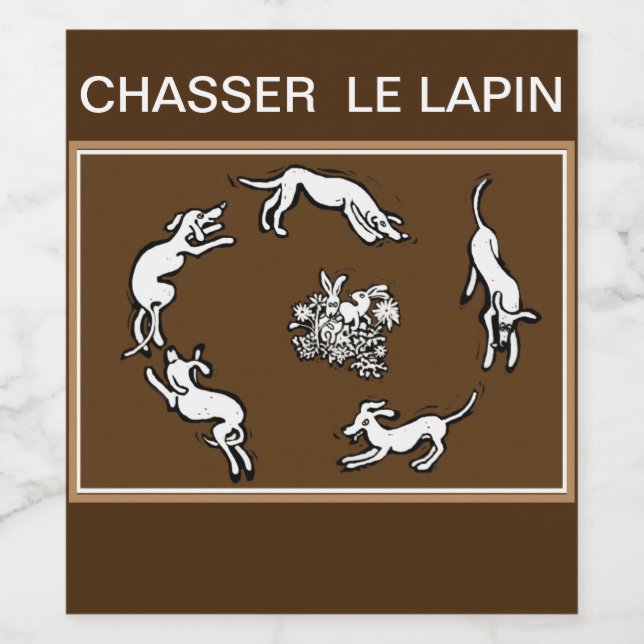 Chasser le lapin Hunting rabbits Wine Label (Single Label)