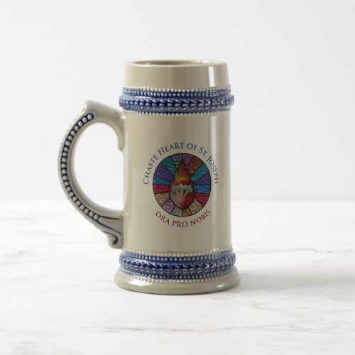 Chaste Heart of St Joseph Stained Glass Design Beer Stein