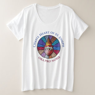 Chaste Heart of St. Joseph Stained Glass Design Plus Size T-Shirt